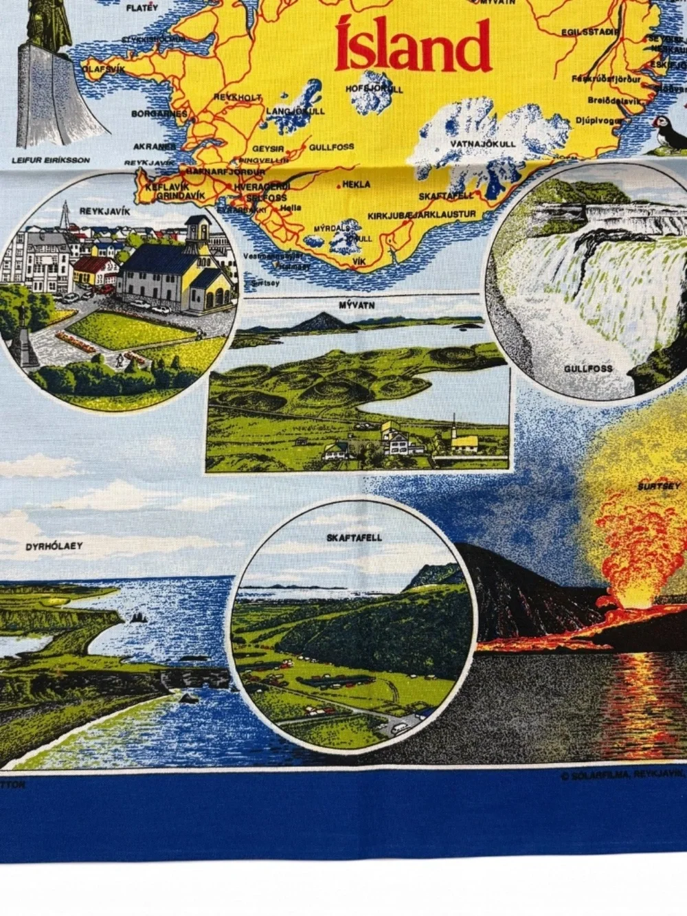 Iceland Map Tea Towel 100% Cotton Reykjavik Souvenir Hanging Loop 19x30.5